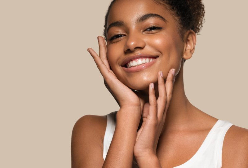 Blackskin beauty woman healthy happy smile clean skin - Skin Care Aesthetics in Baytown, TX